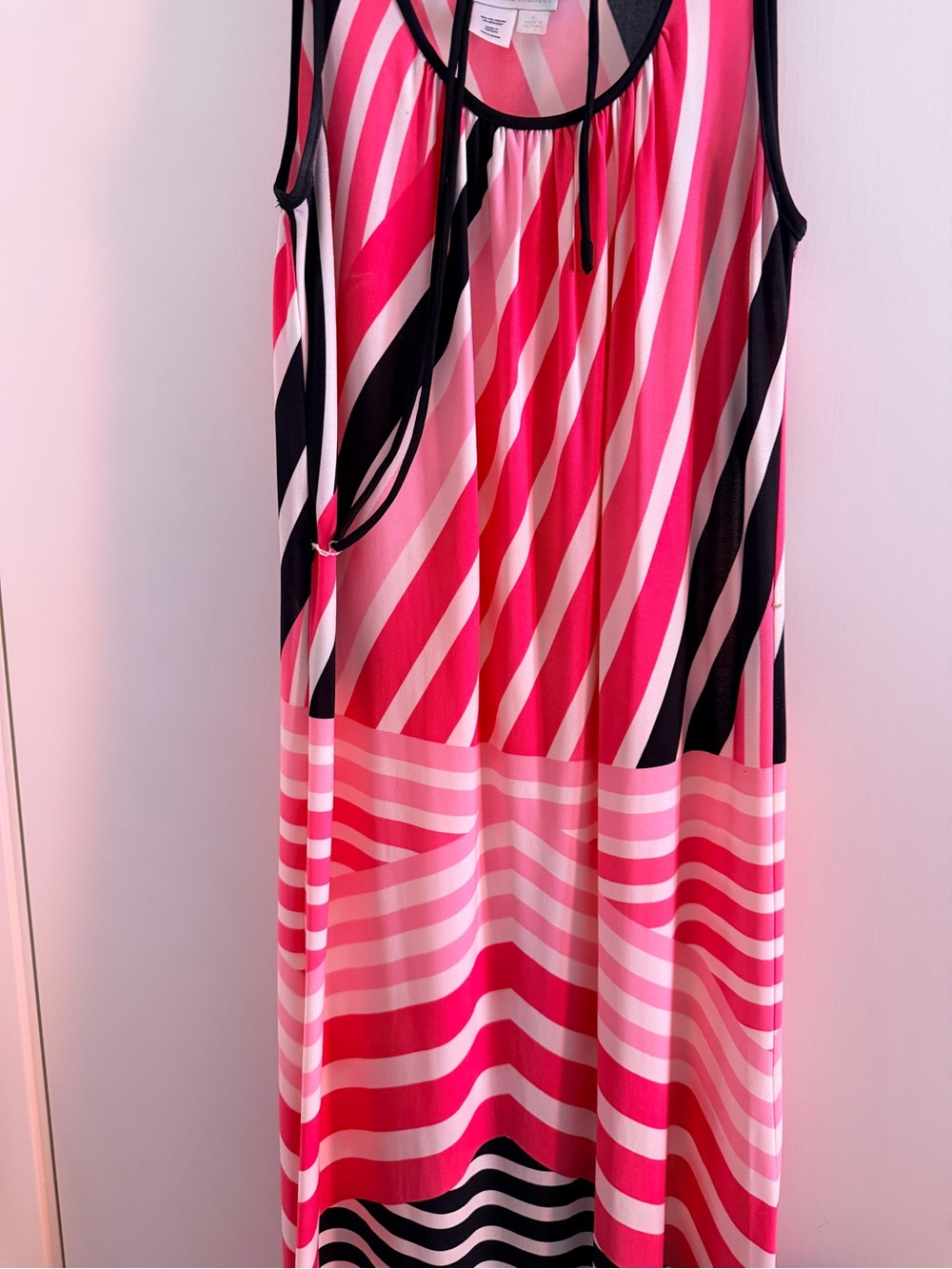 Striped Pink & Black Sleeveless Maxi Dress